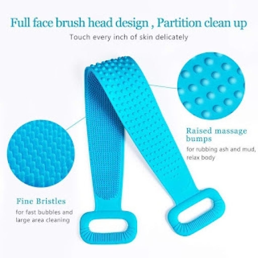 ilicone Body Scrubber Belt – Double-Sided Exfoliating Bath Belt | Back & Body Cleaning Accessory