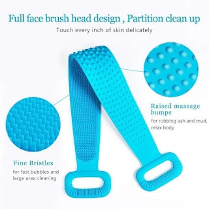 ilicone Body Scrubber Belt – Double-Sided Exfoliating Bath Belt | Back & Body Cleaning Accessory