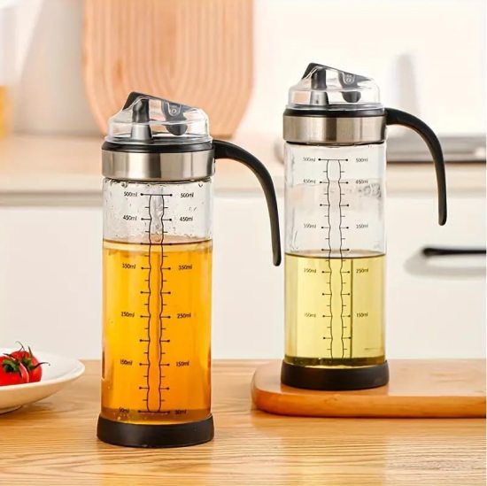 500ml Glass Oil Bottle With Ergonomic Non Slip Handle Kitchenware