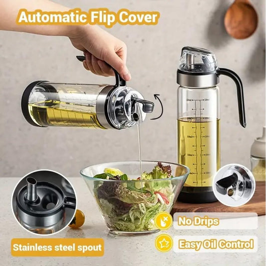 500ml Glass Oil Bottle With Ergonomic Non Slip Handle Kitchenware